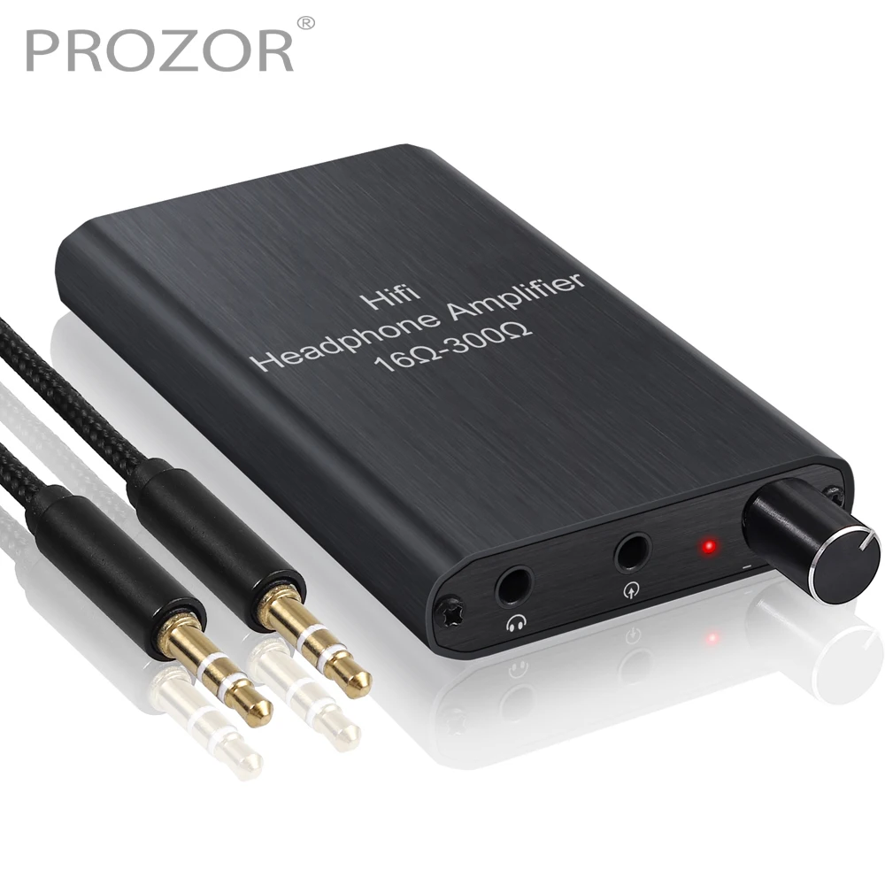 

PROZOR Hifi Headphone Amplifier Amp 16-300Ω Earphone Amplifier with 3.5mm Headset Jack Port with Gain Switch & Volume Control