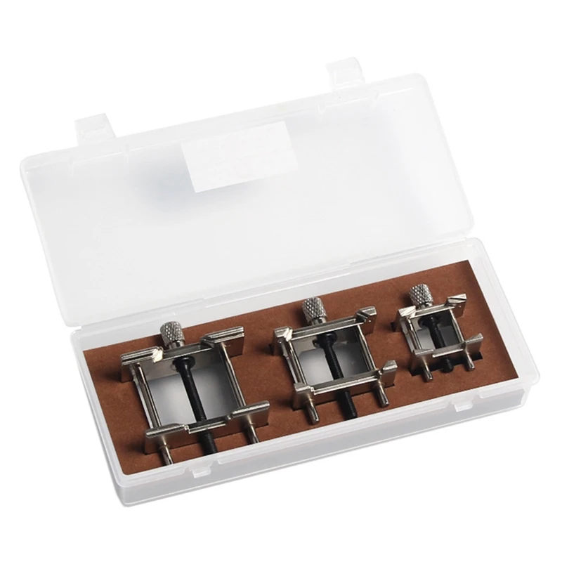 

3Piece Metal Watch Movement Holder Fixed Base Silver Metal For Watchmaker Multi Function Vise Clamp