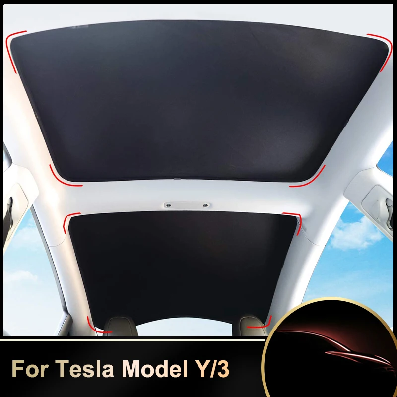 For Tesla Model 3 2022 Upgrade Sun Shades Front Rear Sunroof  Skylight Blind Shading Net Glass Roof Collapsible Sunshade UV-stop