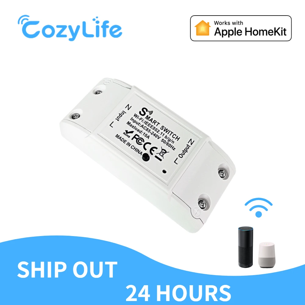 CozyLife HomeKit 10A Smart Breaker WiFi DIY Выключатель света Нейтральный провод Требуется приложение Пульт дистанционного управления Голосовое управление ч...