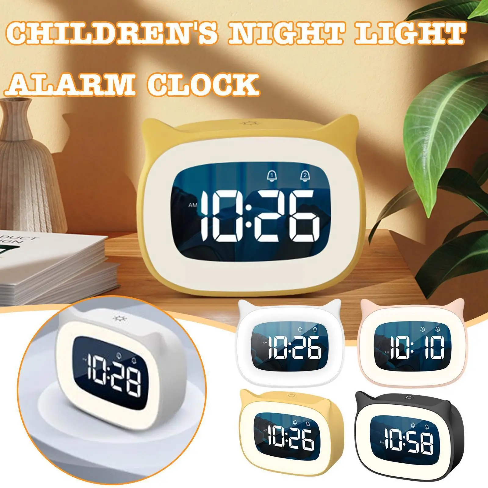 

Led Night Light Alarm Clock Wake Up Alarm Clock Digital Clock Bedroom Controlled Desktop Voice Children's Bedside D3c3