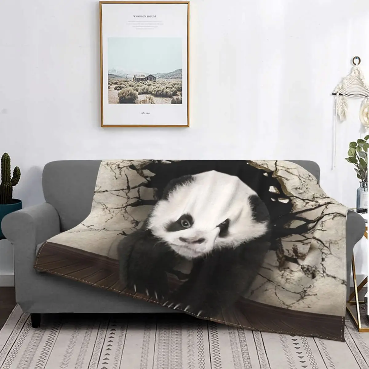 

Panda And Eucalyptus Blanket Soft Fleece Spring Flannel Bamboo Cartoon Throw Blankets for Sofa Home Bed Bedspread Autumn Warm