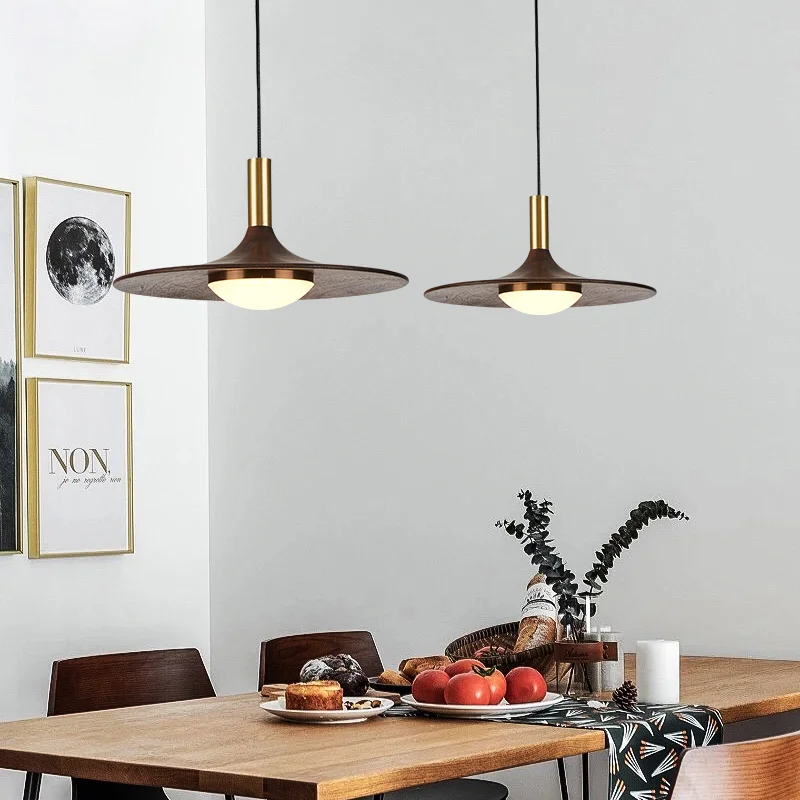 

Chandelier Led Art Pendant Lamp Light Room Decor Indoor Walnut Solid Wood Restaurant Cafe Bar Living Nordic Vintage Homestay