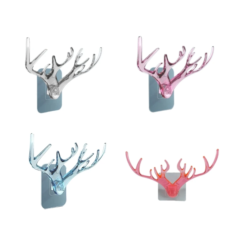 

Bathroom Door Kitchen Towel Hanger Cartoon Deer Horns Hooks Punch-free Hook Drop Shipping