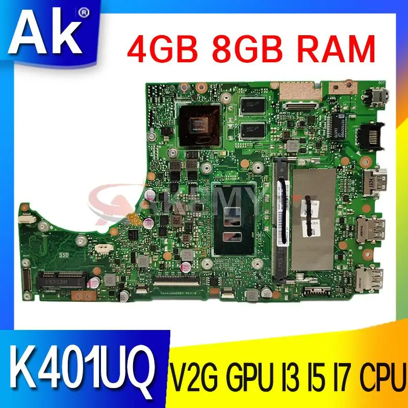 

Материнская плата для ноутбука K401UQ V2G GPU I3 I5 I7 CPU 4 ГБ 8 ГБ ОЗУ для ASUS K401UB K401U A401U K401UQ K401UQK материнская плата