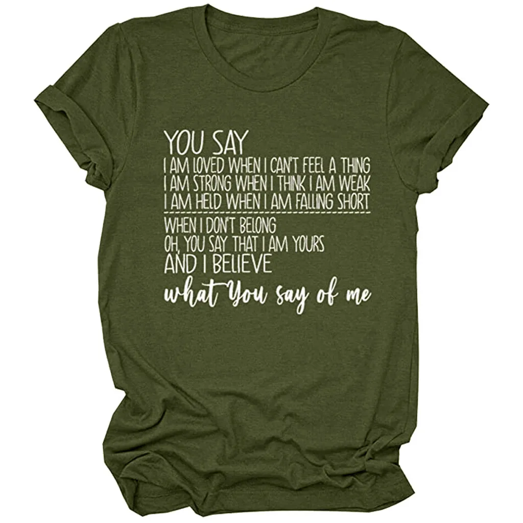 

Loose Tops O-Neck Casual Letter Sleeves Short Women T-Shirt Printing Blouse Women's Blouse