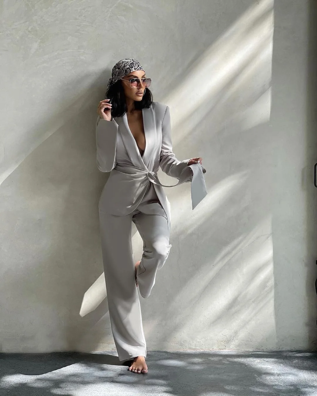 Комплект из 2 предметов (Блейзер + брюки) свободный сексуальный женский костюм с