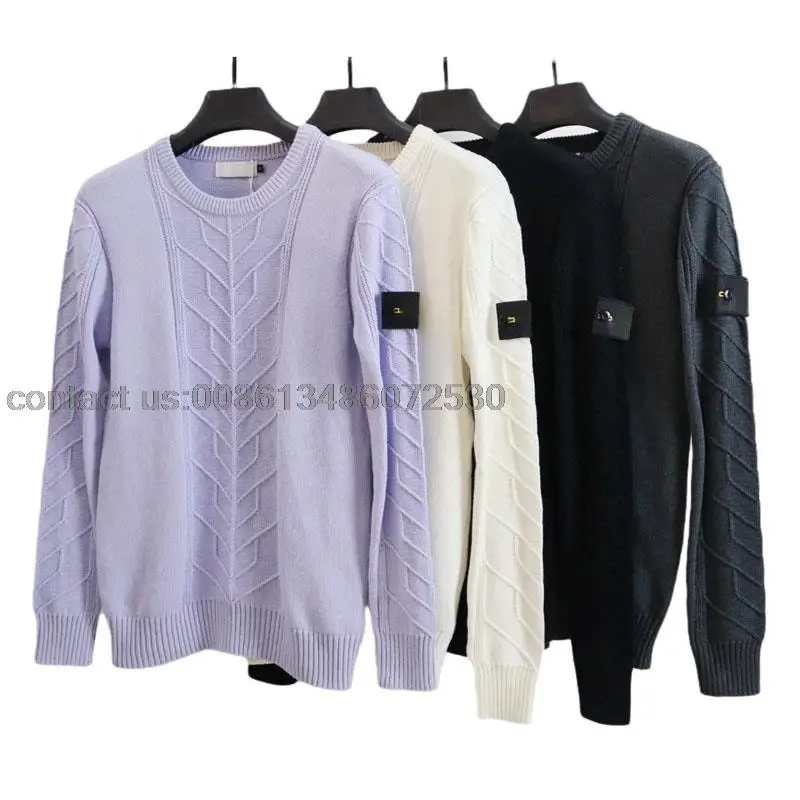 

2021 Winter island Male Loose O-neck Twist Sweater Men Casual Fashion Long Sleeve Pullovers