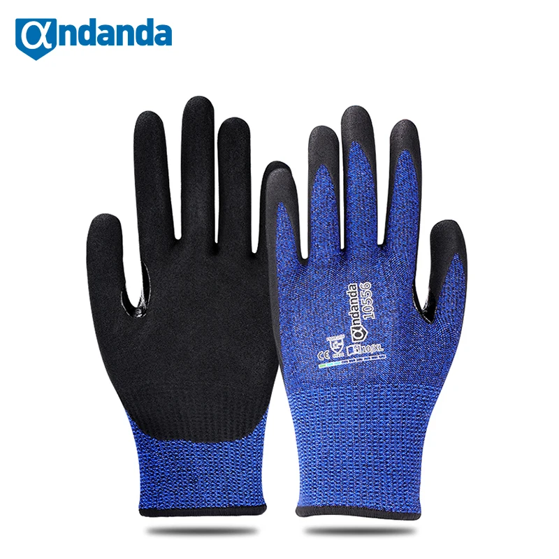 

Andanda Work Gloves Double Layer Nitrile Gloves With Thumb Reinforcement Level 5 Cut Resistant Gloves Mechanic Safety Working