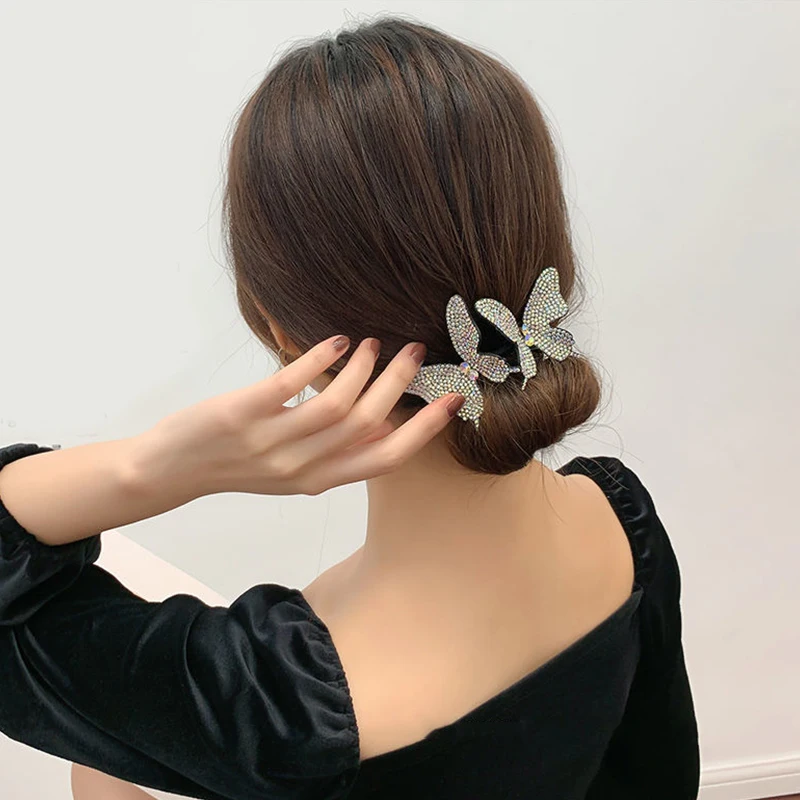 

Magic Rhinestones Hair Clips Butterfly Pins Ponytail Holder Bows Balls Wire Bun Head Dish Hairband Coiler Clip Horsetail Buckle