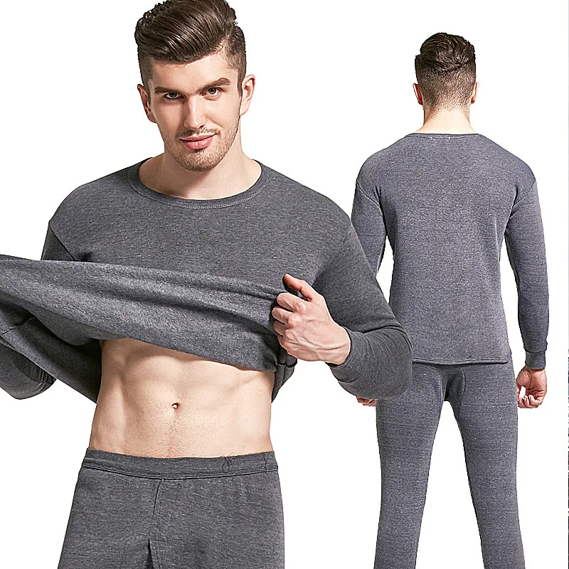Large Size Thermal Underwear Set For Men Winter Thicken Thermo Underwear 2Pcs/set Long Sleeves Tops+ Pants Warm Thermal Clothing