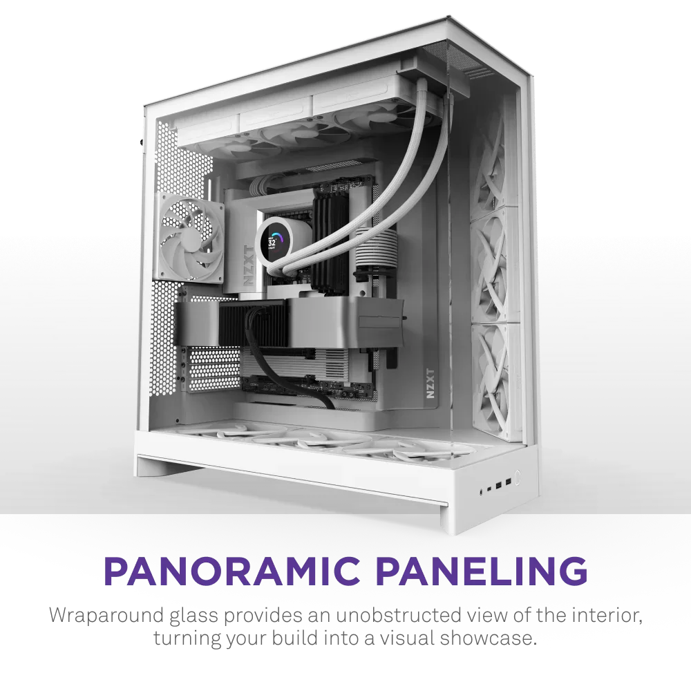 Фото Новый игровой корпус для ПК 2025 NZXT H9 Flow Black White Mid-Tower ATX со стеклянной панелью и 4 предустановленными вентиляторами для самостоятельной сборки игрового настольного компьютера №4