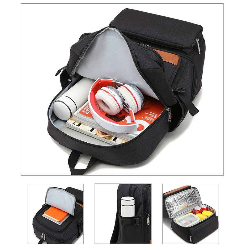 water proof High capacity school bag lunch bag USB can add heat transfer Oxford cloth school bag boys and girls travel backpack