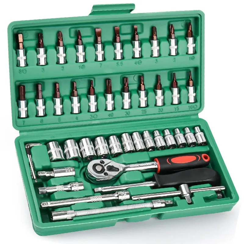 Набор гаечных ключей с трещоткой 1/4 дюйма 46 шт.