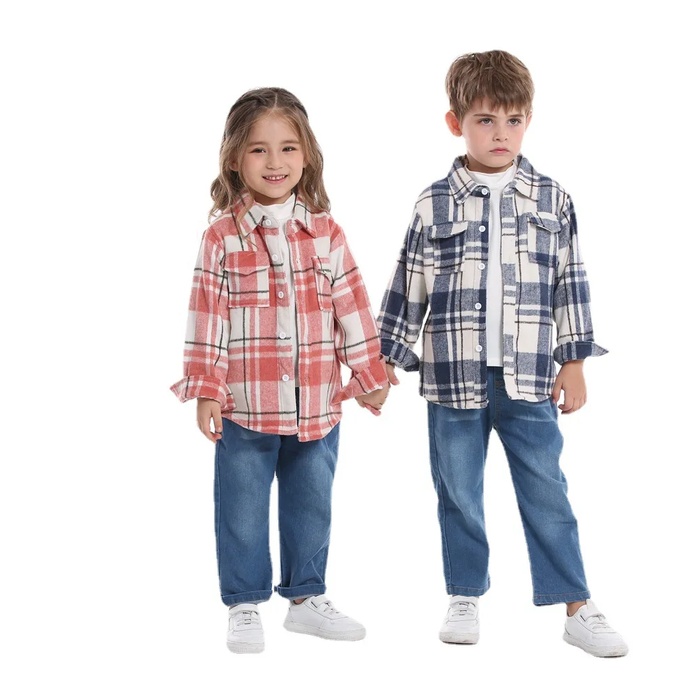 Осенние Рубашки для маленьких мальчиков одежда девочек Детское пальто хлопковая