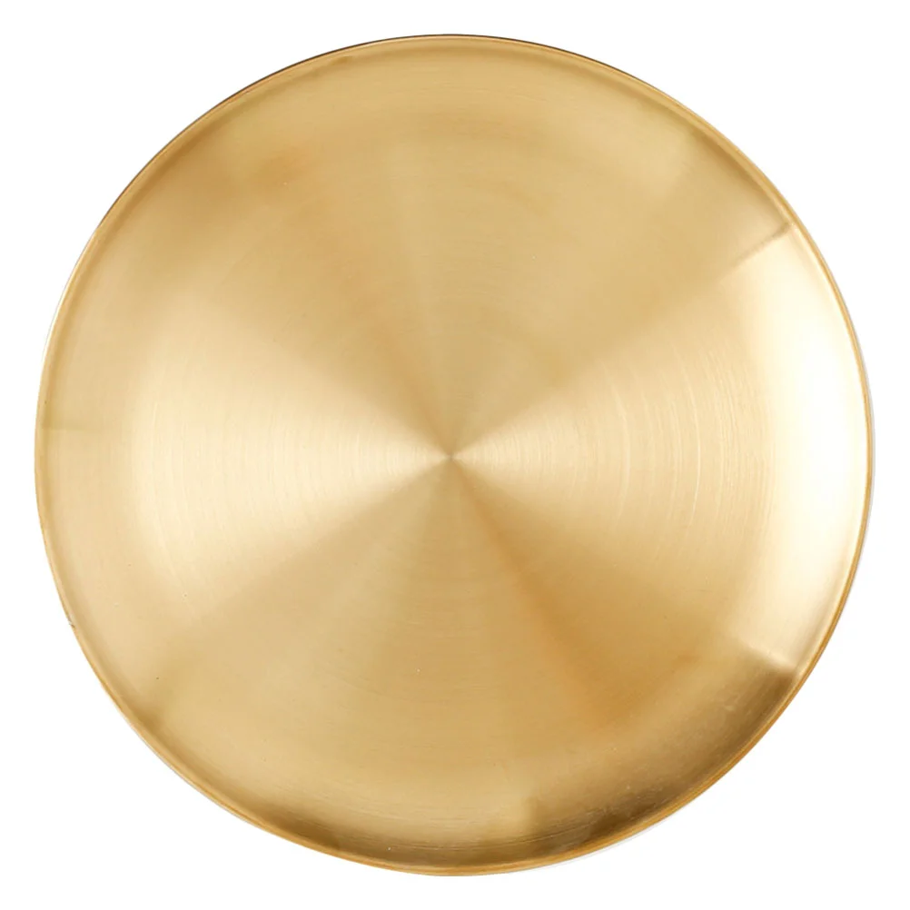 

Plates Plate Steel Gold Stainless Dish Round Dinner Metalserving Dishes Set Camping Fruit Picnic Storage Vegetable Outdoor