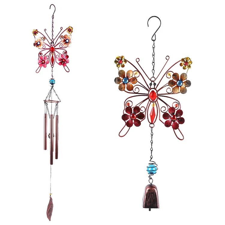 Metal Butterfly Wind Chime Antirust Spray Paint Home Iron Garden Handicraft Pendant Outdoor Wind Ring Park Wind Chime
