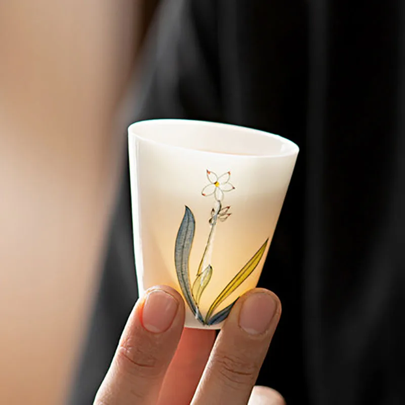 

Традиционная Керамическая чайная чашка ручной работы, чашка для чая с ручной росписью и цветами, чашка для путешествий и медитации, бытовая ...