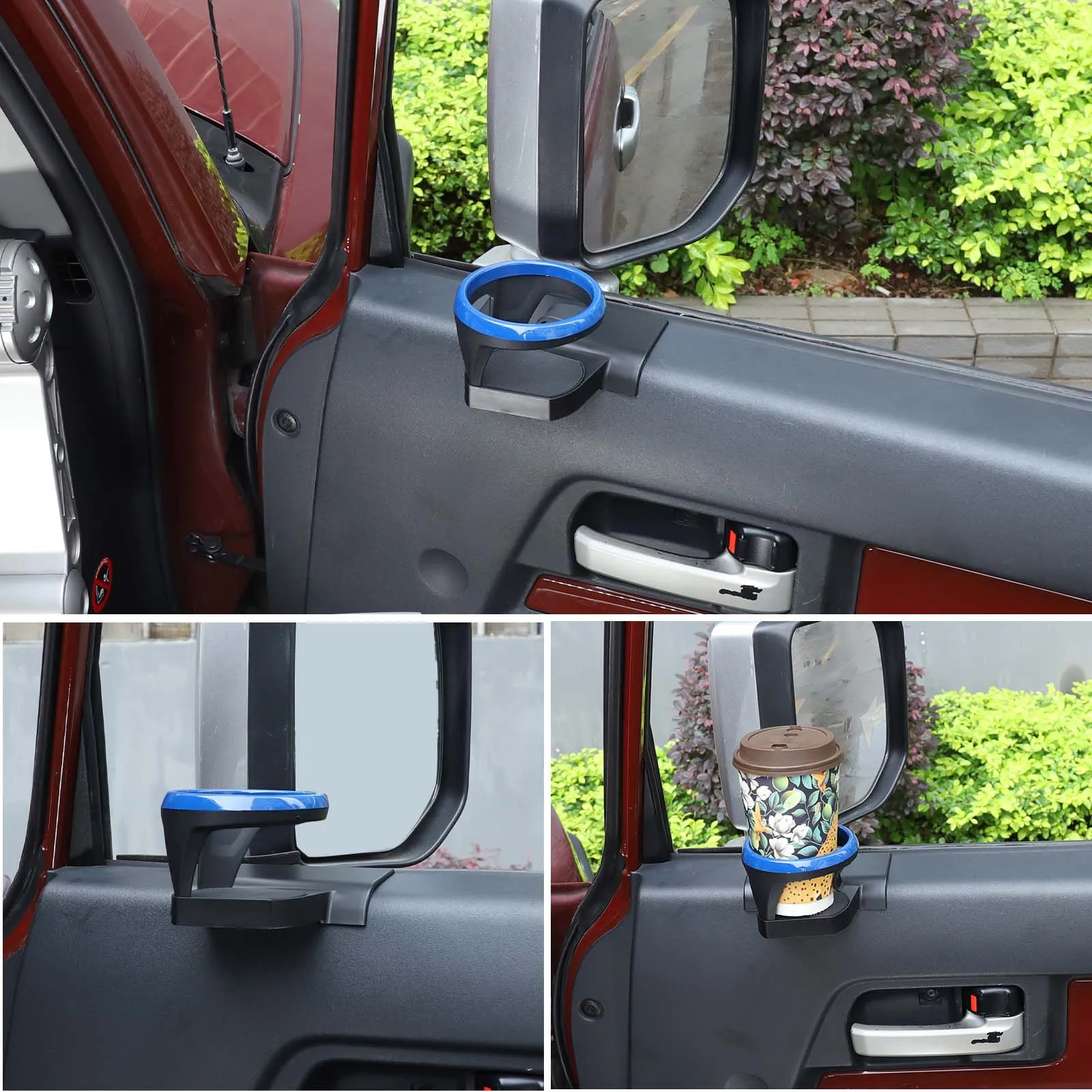 Фото Аксессуары для Toyota FJ Cruiser 2007-2021: Держатель для напитков на центральной консоли автомобиля, черный, красный, синий, из углеродистой стали, для интерьера. №4