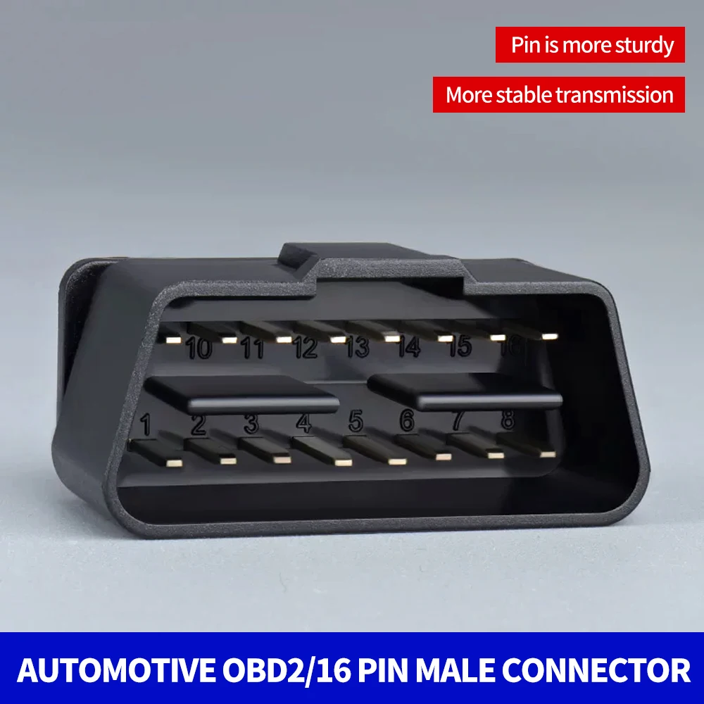 Фото Автомобильный диагностический разъем OBD2 16-контактный (штекер), OBDII 12В/24В, для грузовиков, 16-контактный штекер, автомобильные запчасти, позолоченные изогнутые контакты, прочный №2