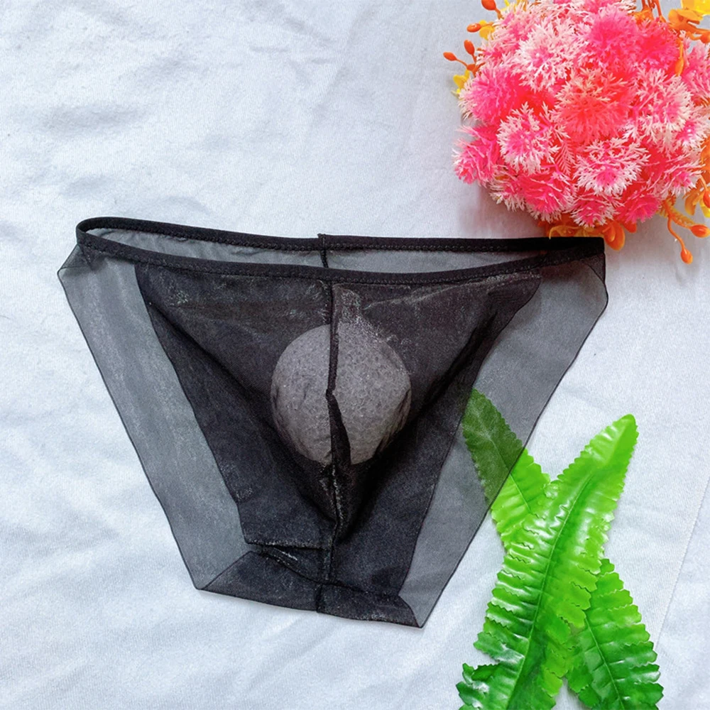 

Men Sexy Lace Sheer Briefs See-Through Sissy Lingerie Seamless Panties Briefs Sheer Mesh Pouch Underwear Transparent Underpants