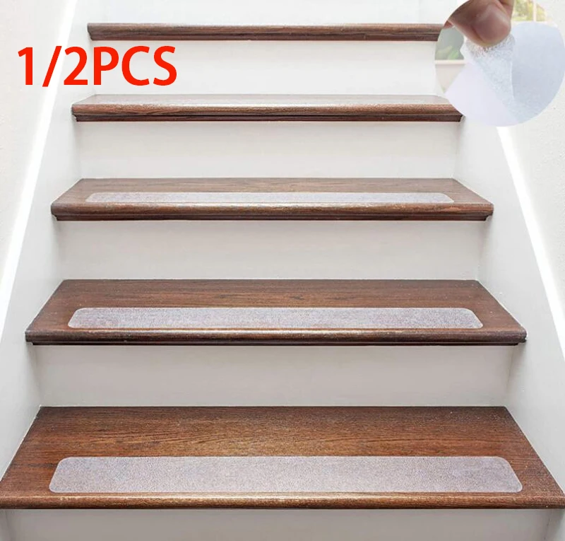 

1/2PCS 10*61cm Transparent Anti Slip Bath Grip Stickers Waterproof Stairs Steps Floor Shower Strips Safety Tape Pad Bathtub Mat