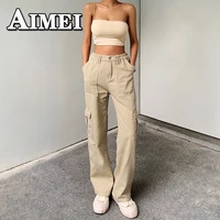 feminine womens y2k clothes high waist straight trousers vintage jeans cotton casual woman cargo pants streetwear korean style