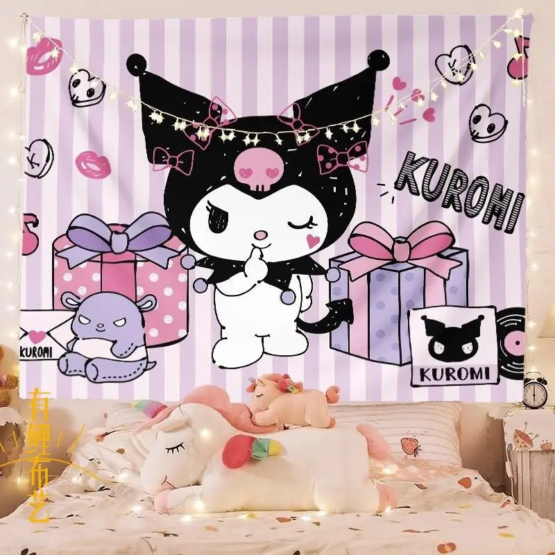 Sanrio Kuromi мультфильм взрыв настенная ткань фон мелодия распространенный стол