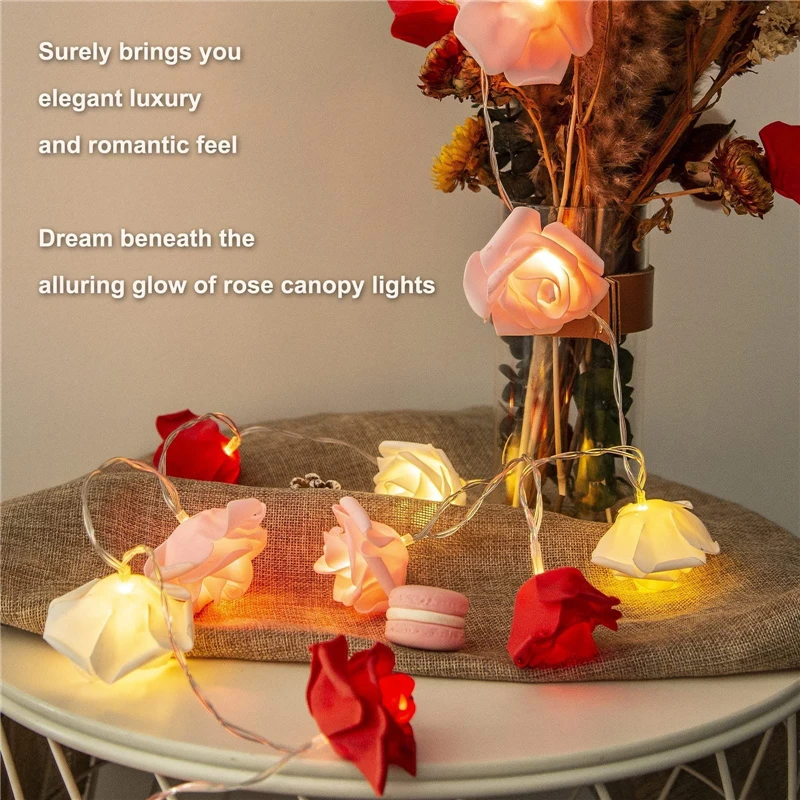 

10 20 LEDs Rose Flower Shaped Led Light String Fairy Lights Home Garden Decoration Valentines Day Gift Wedding Party Decoration