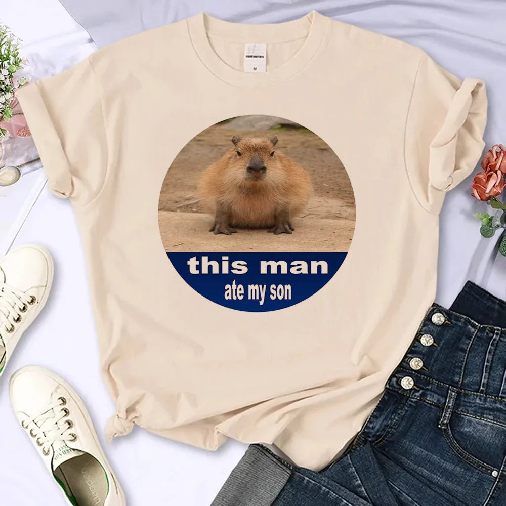 

Capybara tshirt women anime graphic summer top female anime comic clothing
