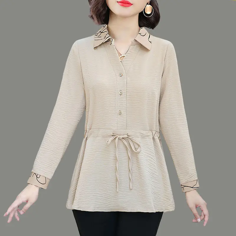 

Рубашка женская с длинным рукавом, офисная одежда, топ из хлопка с принтом, блуза J126, весна 5xl