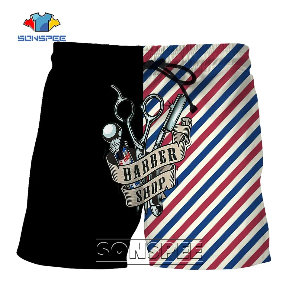 

Summer Retro Barber Shop Scissors Tool Shorts 3D Printing Men Women Fashion Street Haircut Casual Shorts Patchwork Swimsuit