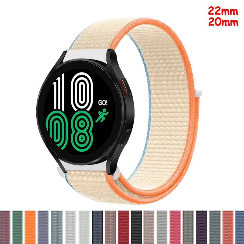 

Ремешок нейлоновый для Samsung Galaxy watch 4/classic/46 мм/Active 2/Gear S3/S2 amazfit, браслет-петля для Huawei GT 2/3 Pro, 20 мм 22 мм