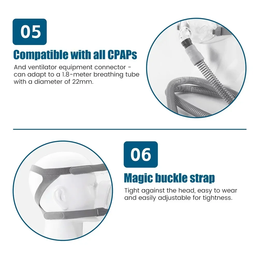 Фото CPAP Маска CPAP APAP Полнолицевая маска для лица, носа, рта, против храпа, апноэ во сне, спасательная маска для лица, без выхлопного отверстия №5