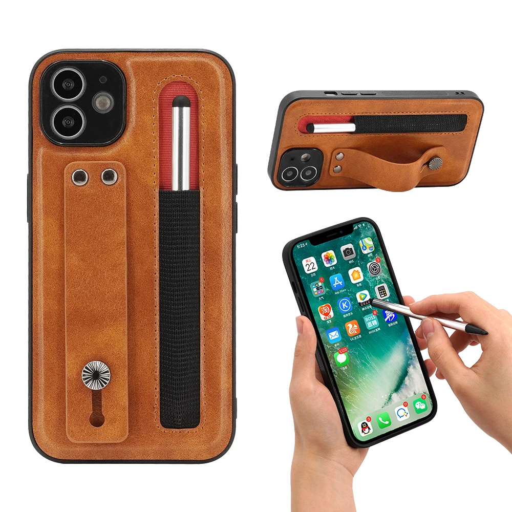 Чехол из искусственной кожи с ручкой для iphone11 to 13 series мобильный телефон чехол