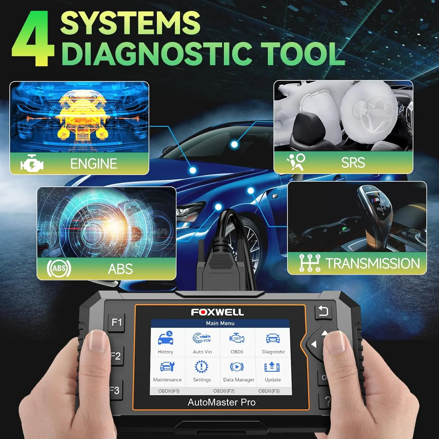 Сканер FOXWELL NT614 Elite OBD2 ABS SRS считыватель кодов двигателя SAS EPB масло светильник 5