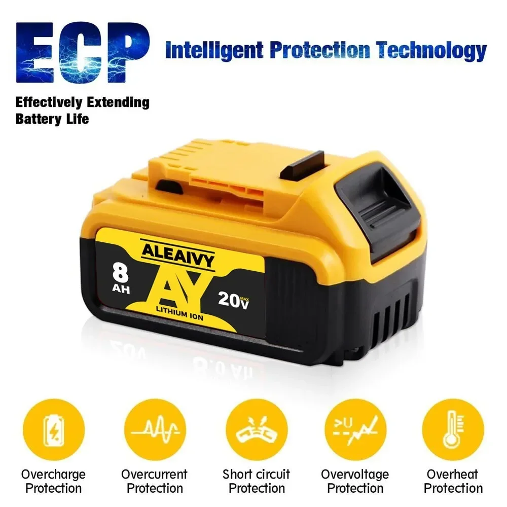Для Dewalt 18 В 20 8 Ач DCB184 DCB200 DCB182 DCB180 DCB181 DCB201 DCB206 8000 мАч литиевые батареи Замена