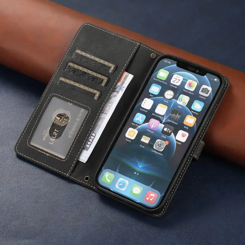 Роскошный кожаный чехол-бумажник для iPhone 13 12 Mini 11 Pro Max чехол-книжка XR XS X 6 6s 7 8 Plus SE