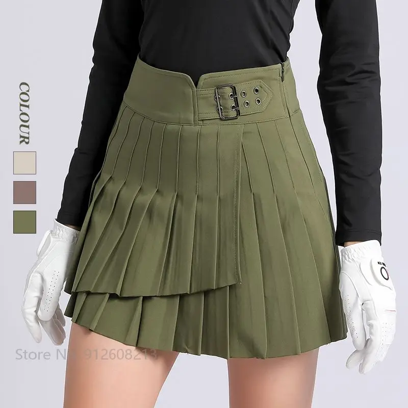 

Женские элегантные плиссированные юбки-шорты для гольфа SG, Женская ассиметричная юбка для гольфа с высокой талией, эластичные облегающие шорты, осень