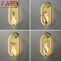 fairy chinese style wall lamp vintage brass indoor vase sconce light led creative design for home living room bedroom decor