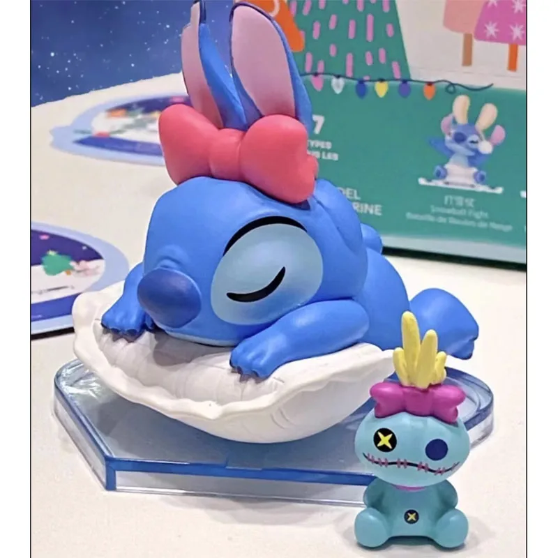 

Disney Lilo & Stitch Bunny Winter Story Series Stitch Model Dolls Skating Surprise Gift Action Figure Toys Cute Decorate Kids