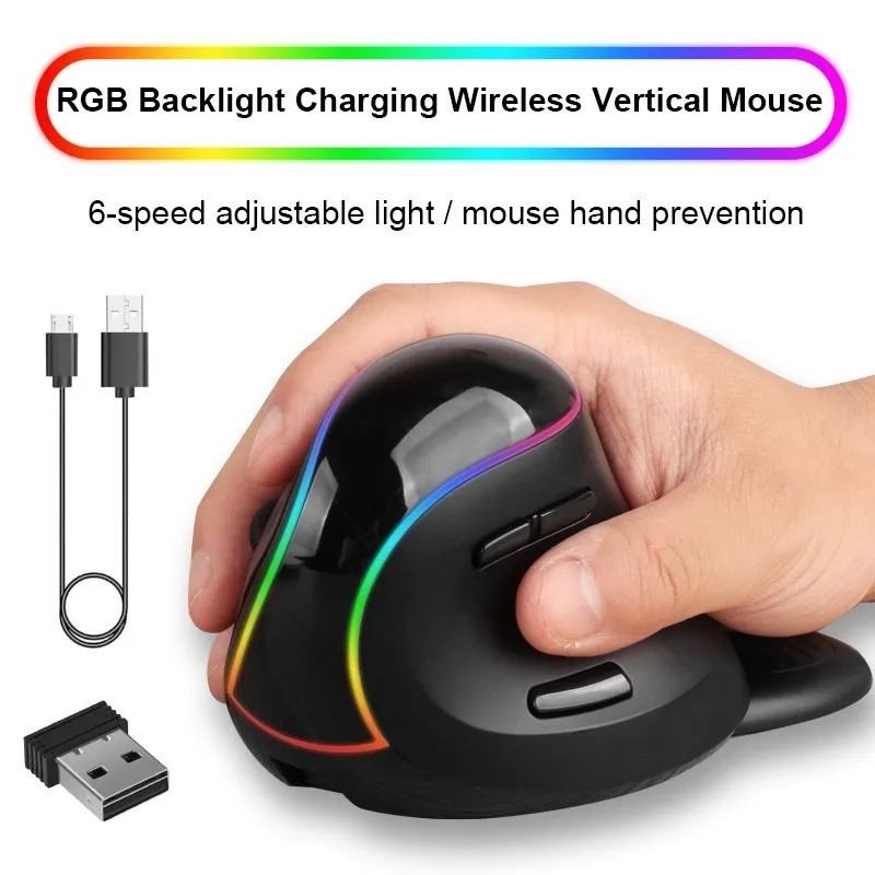 

2023 2.4G Vertical Mouse Ergonomic Mice Rechargeable 3200 DPI USB Wireless Mouse for Mac Gamer 2400DPI Gaming Mause For Laptop