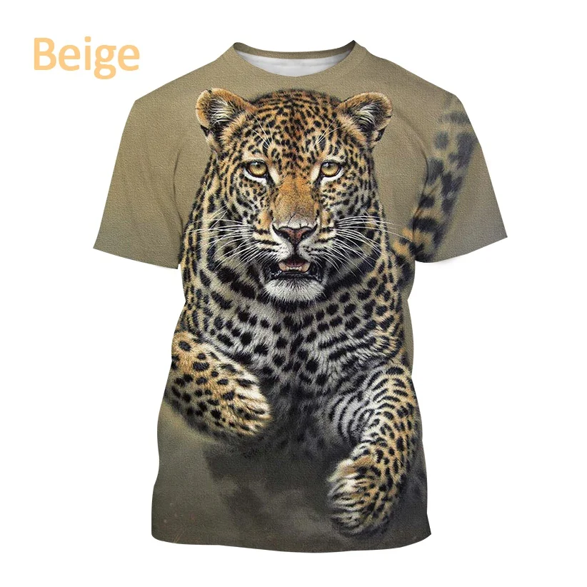 

New Animal Leopard Short-sleeved T Shirt Men's Casual Fashion Streetwear T Shirt Unisex Harajuku Printed Top