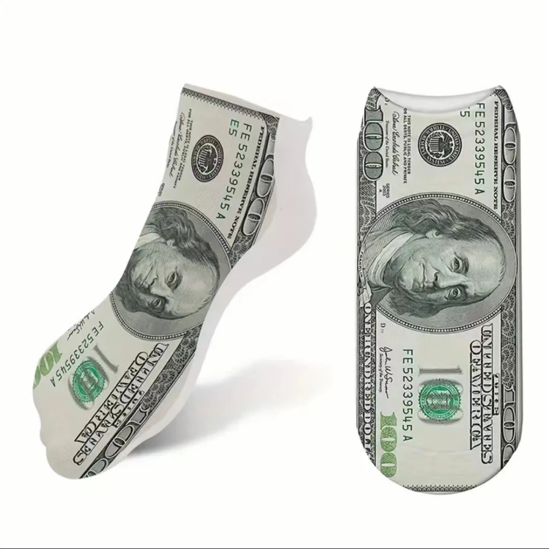 

1 Pair Men's Dollar Socks Funny Novelty Socks Aesthetic Ankle Short Socks