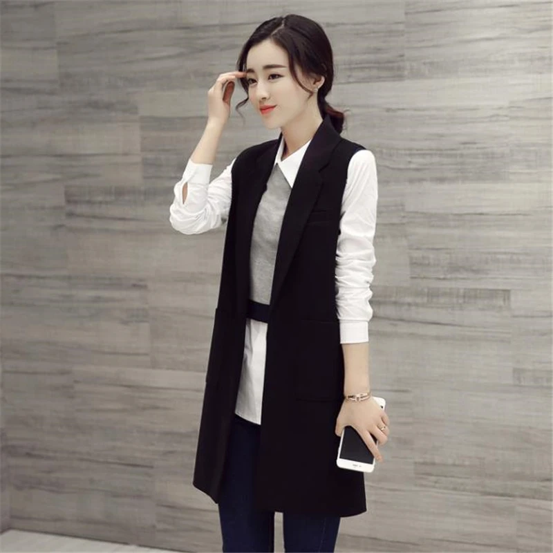 

Woman Spring Hot Sale Waistcoat Female Autumn Hot Sale Vests Lady Slim Abrigo Women Manteau Lady Fall Veste Black Chaqueta