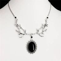 hot selling gothic black embossed necklace ancient branch head chain wizard pagan magic necklace