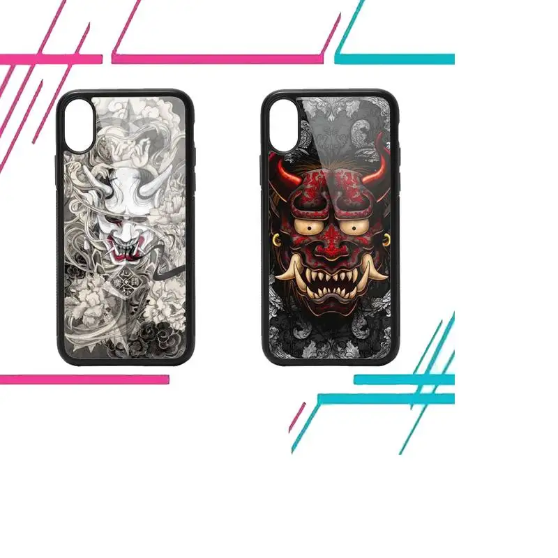 

Japanese samurai oni mask pattern Phone Case PC for iPhone 11 12 13 pro XS MAX 8 7 6 6S Plus X XR Luxury shell funda