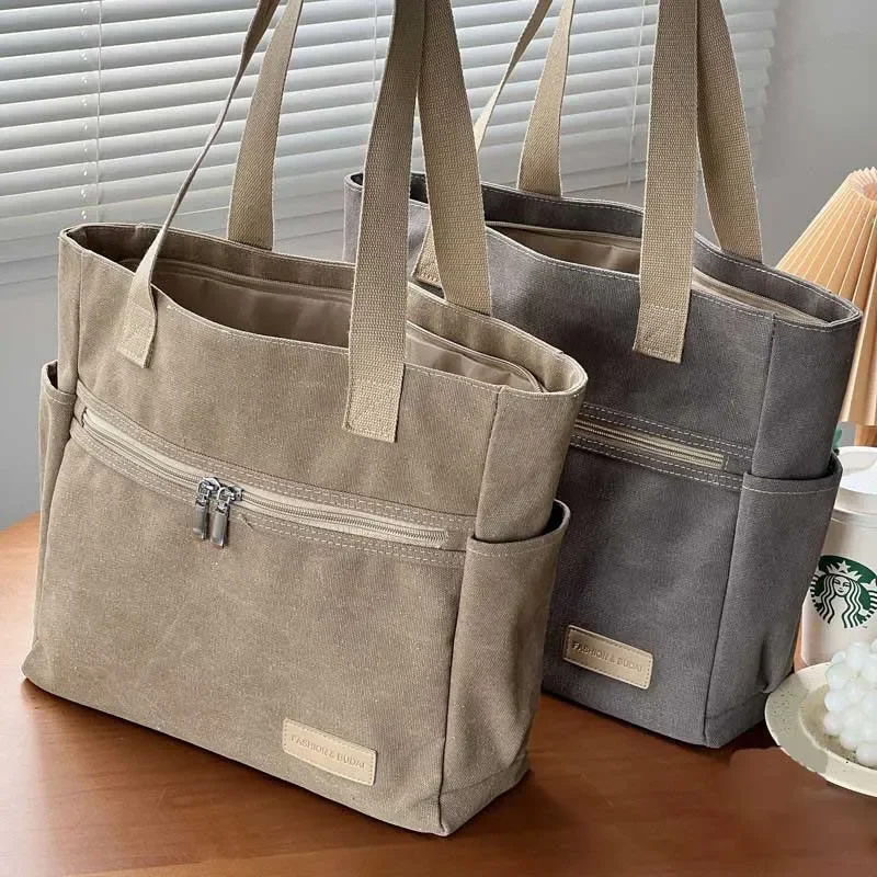 

Tote Canvas Student Fashion Bag With Retro Handbag Leisure For Bags Versatile Shoulder Hylhexyr Women Portable Zipper