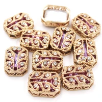 new arrival violet rectangle shape crystal glass stone sew on rhinestones with nest gold claw for diy jewelry making 5pcsbag