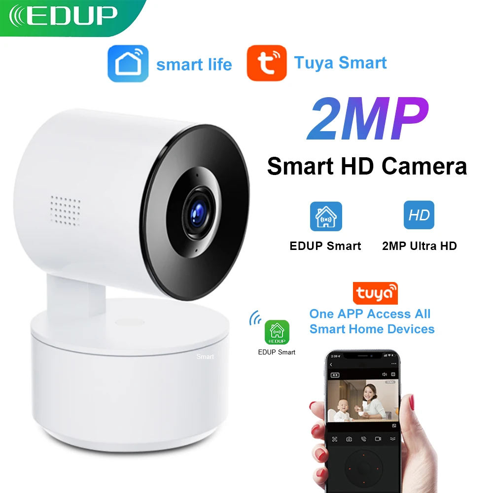 

EDUP WiFi IP Camera Smart APP Camera 2MP Tuya Mini Indoor Wireless Security CCTV Surveillance Camera With Auto Tracking For Home